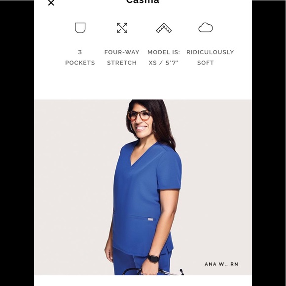 NWT FIGS Casma Three Pocket Scrub Top Winning Blue - Picture 6 of 9